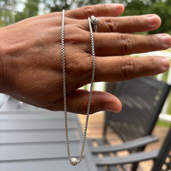 David Yurman Sterling Silver Diamond Ring & Necklace Set ✨FIRM✨ - Picture 6 of 17